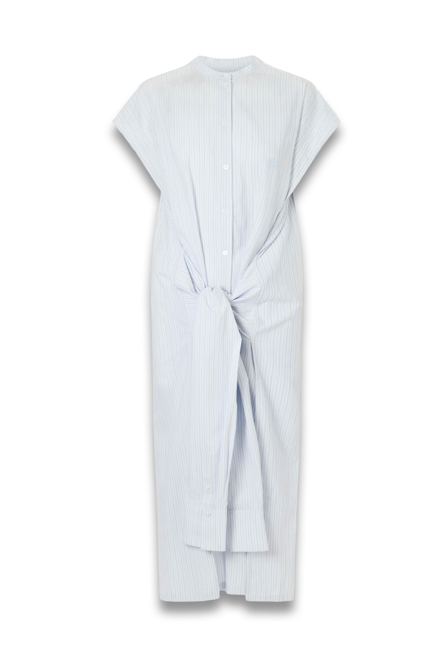 Twist-front Striped Cotton-poplin Maxi Shirt Dress