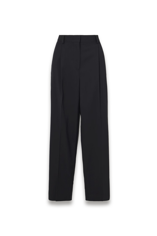 Pleated Twill Straight-leg Pants