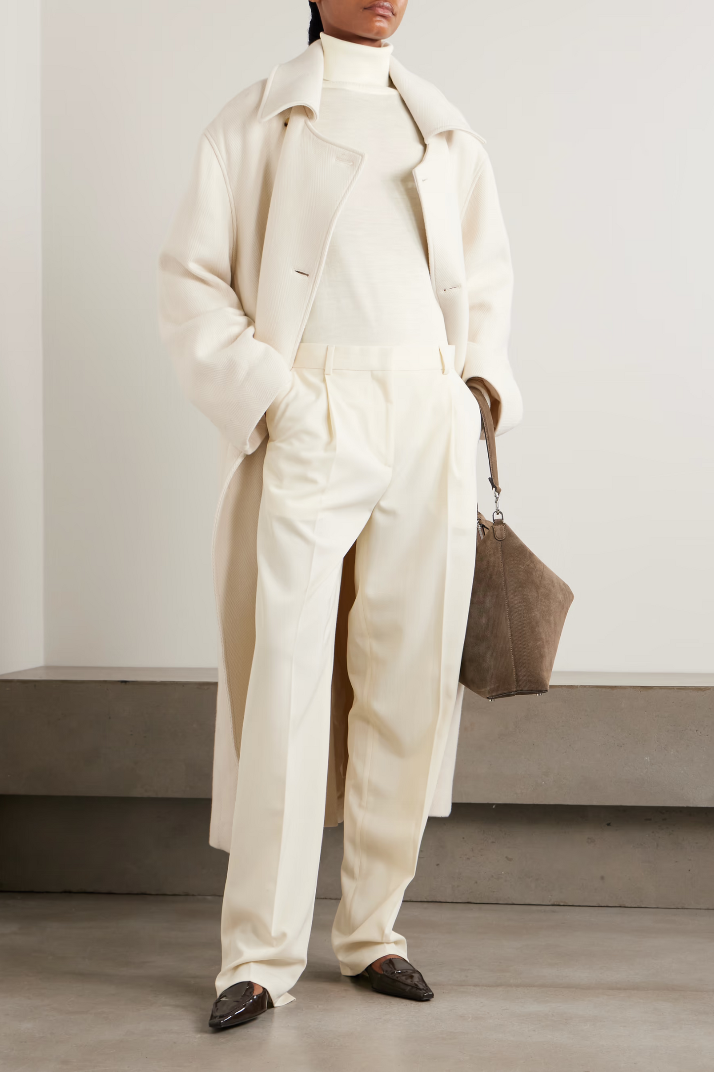 Pleated Twill wide-leg Pants