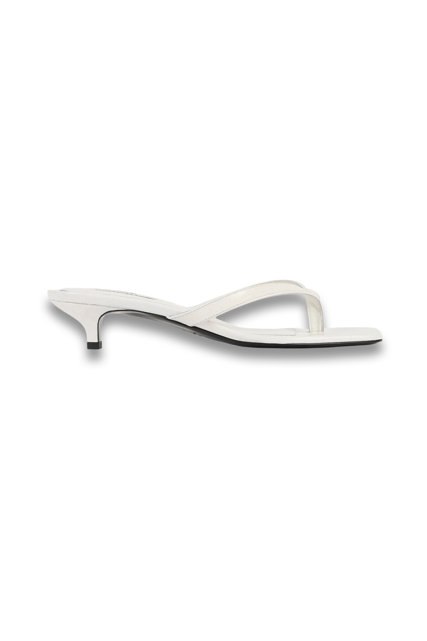 Croco-embossed Heeled Flip Flops Off-white
