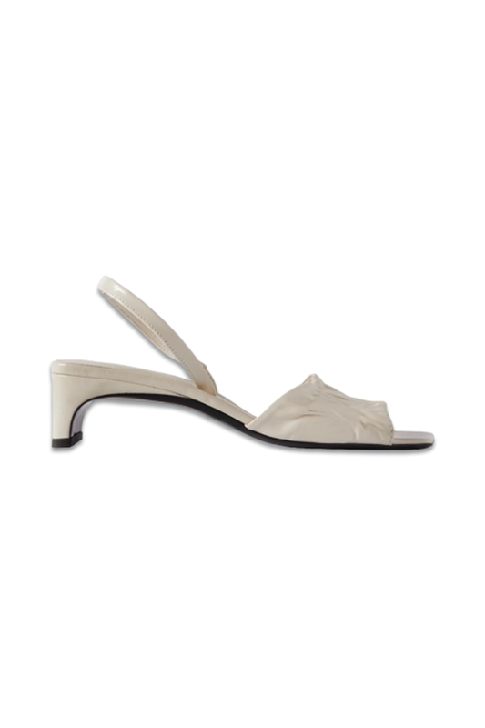 + NET SUSTAIN The Gathered Scoop Crinkled Glossed-Leather Slingback Sandals