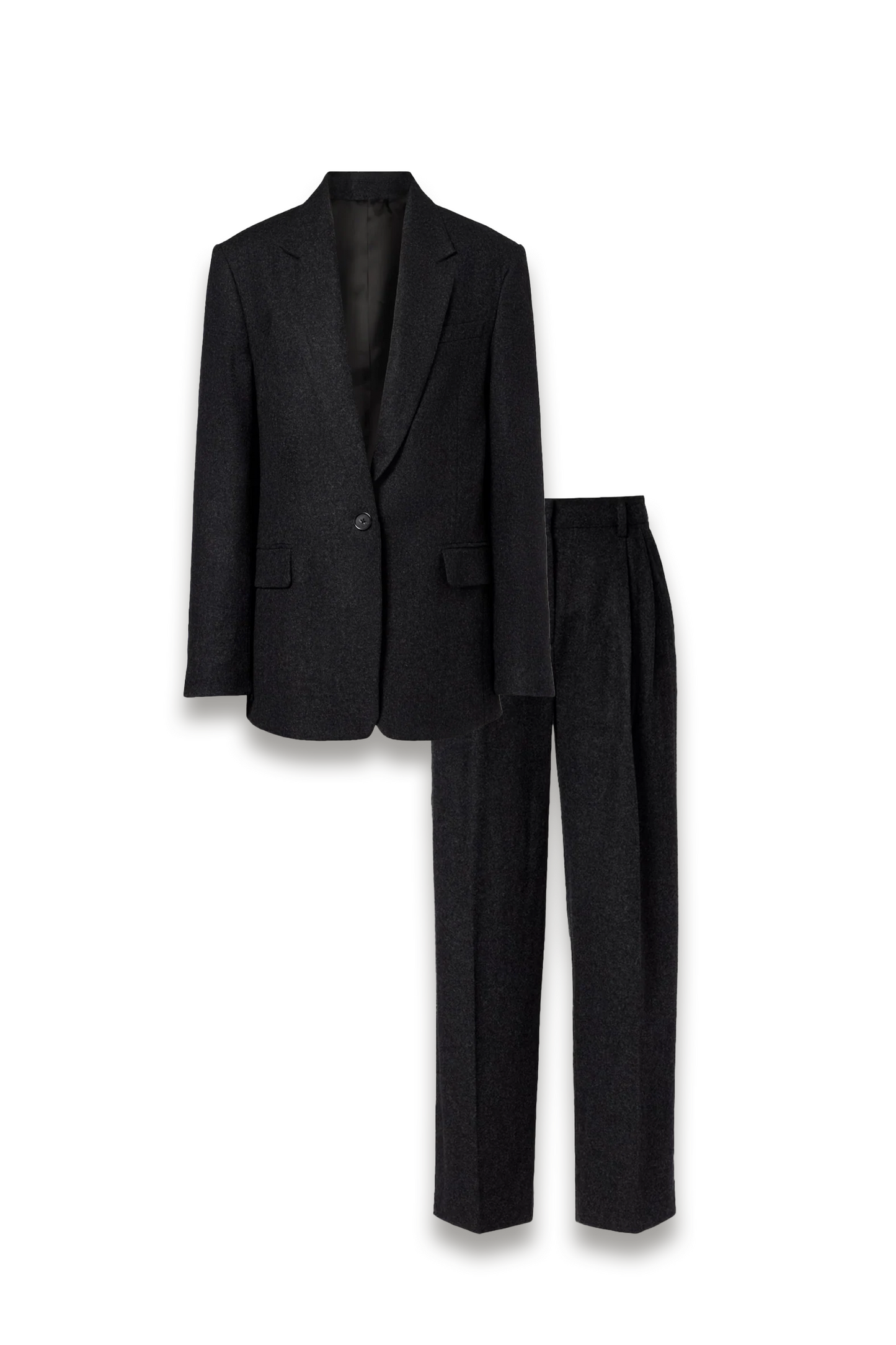 Wool-blend Flannel Blazer and Straight Pants