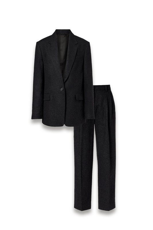 Wool-blend Flannel Blazer and Straight Pants