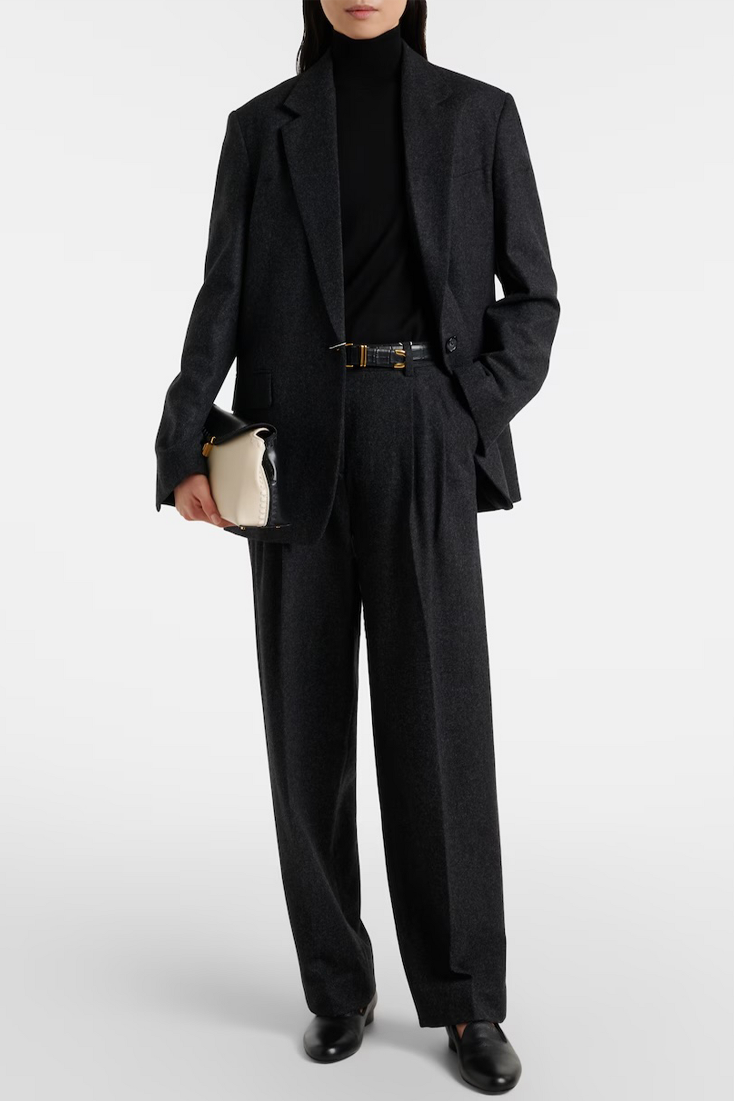 Wool-blend Flannel Blazer and Straight Pants