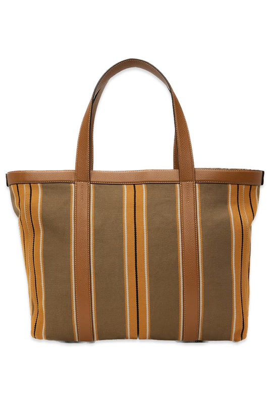 Tan & Orange Striped Tote