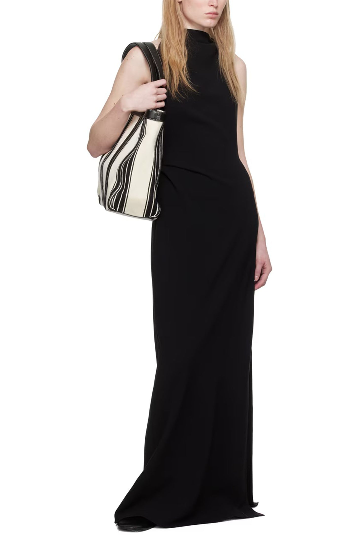White & Black Striped Tote