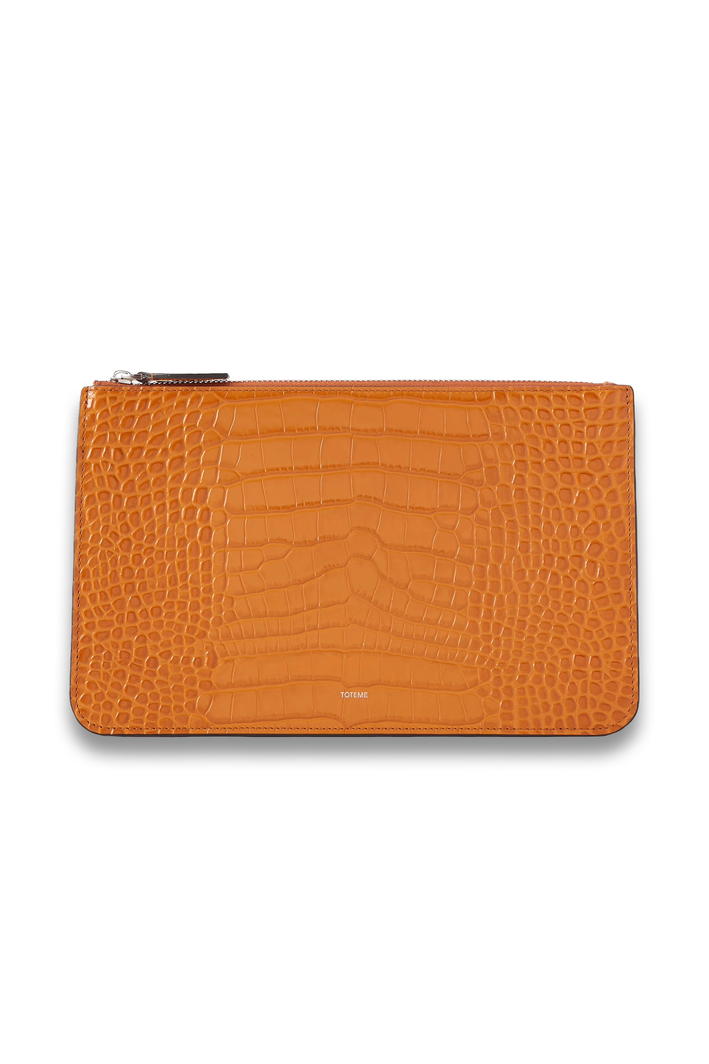 Threefold Croc-Effect Leather Clutch