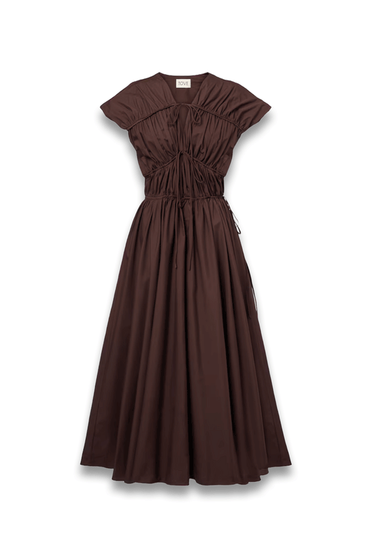 Ceres Gathered Cotton Midi Dress