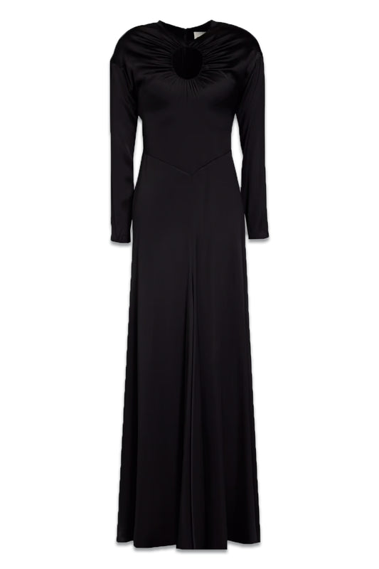 Black Noor Cutout Gathered Silk-blend Maxi Dress