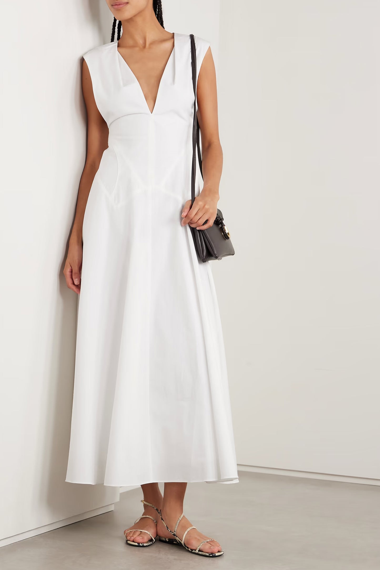 Anisa Paneled Cotton-Poplin Midi Dress