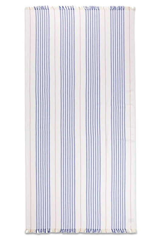 Blue And White Cotton Beach Blanket