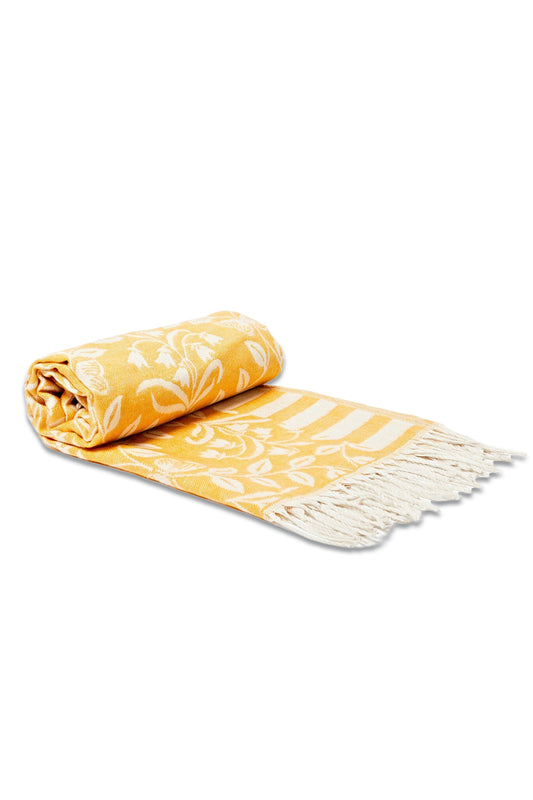 Evelyn Floral Yellow Jacquard Throw