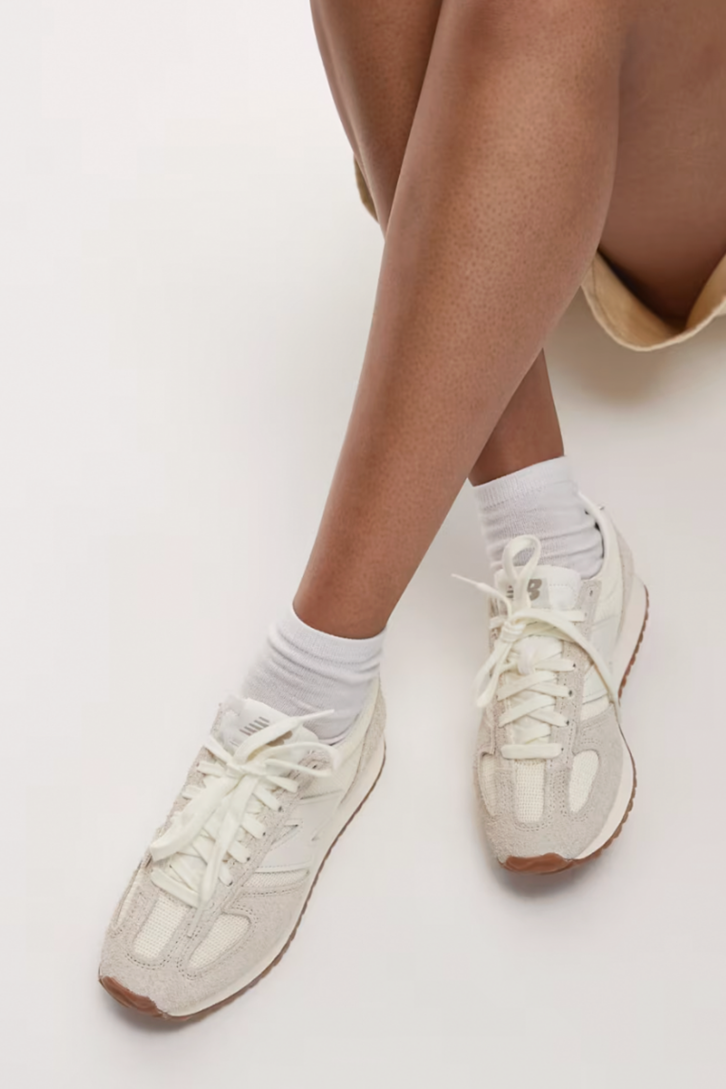 New Balance 471 Gum Sole Trainers in Beige and White