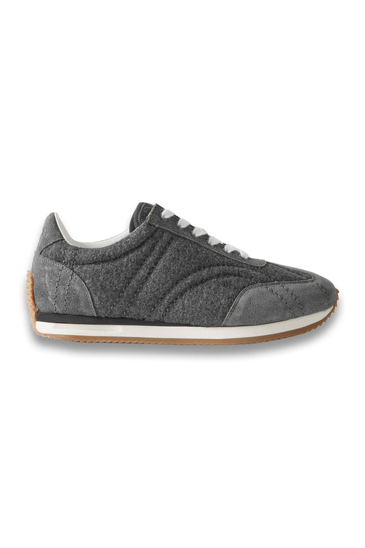 Suede-Trimmed Wool-Flannel Sneakers