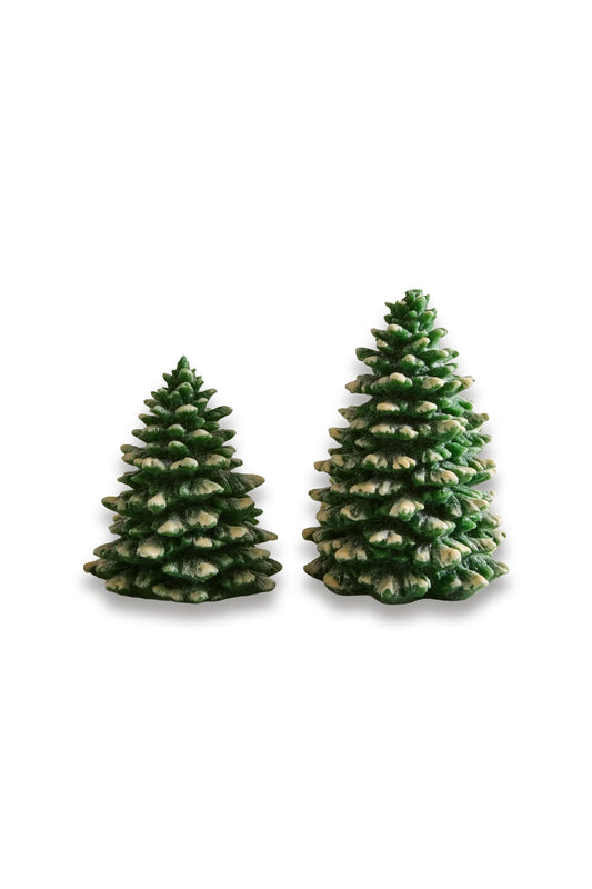 Snowy Christmas Fir Tree Candle pack of 2