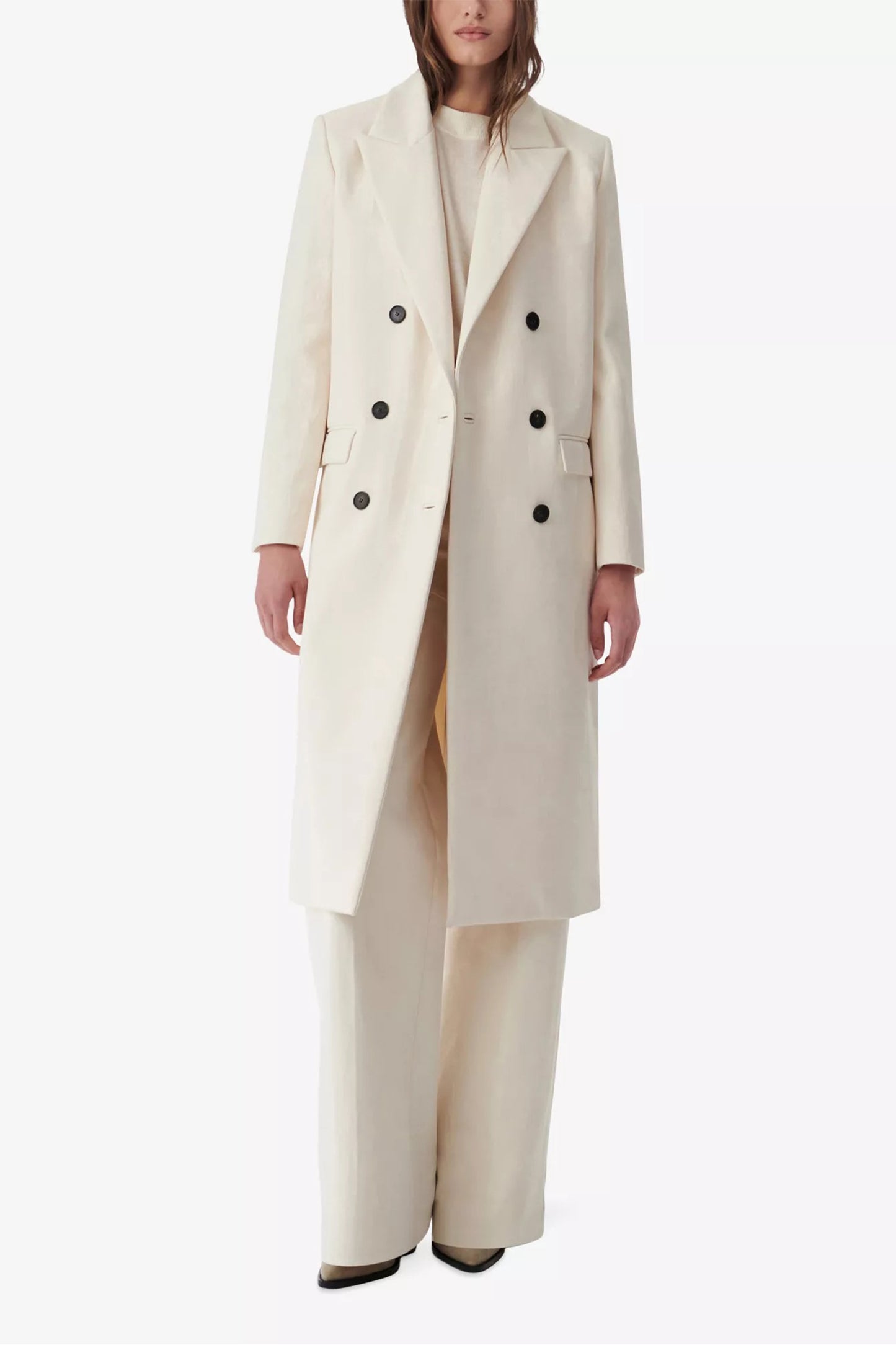 Kirissa Straight-Cut Double-Breasted Cotton Coat