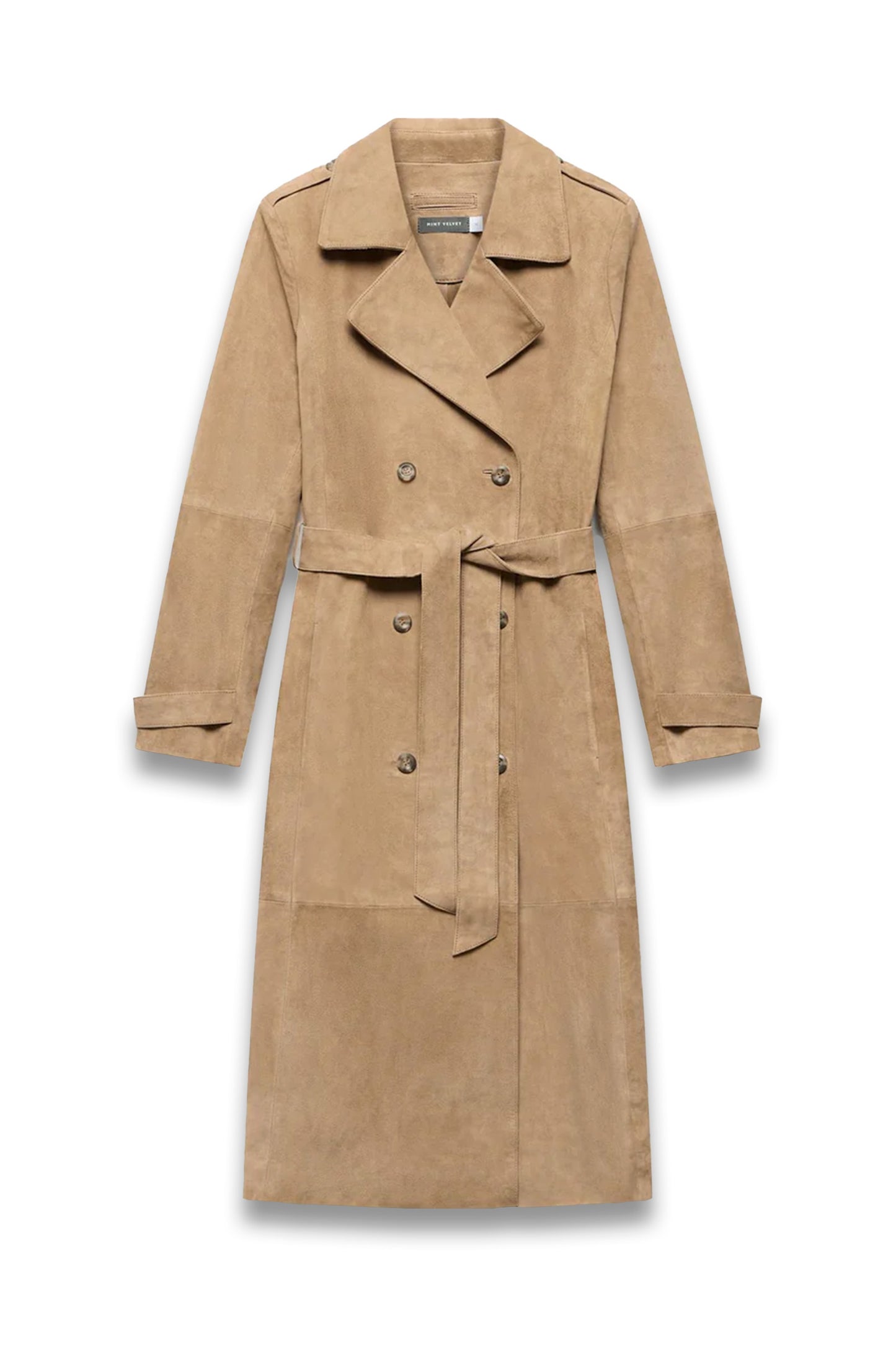 Neutral Suede Trench Coat