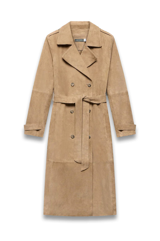 Neutral Suede Trench Coat
