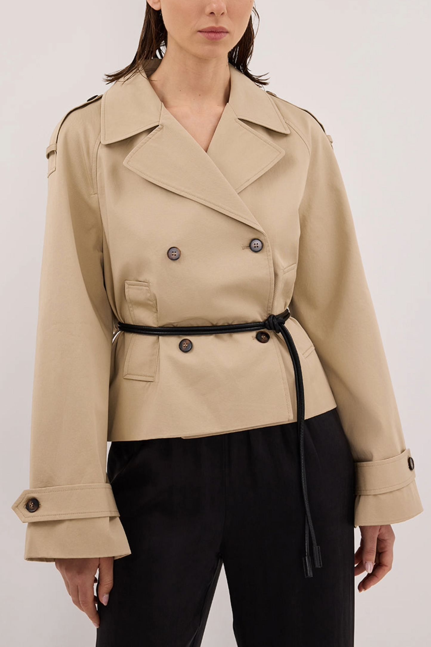 Gabriel Natural Cropped Trench Coat