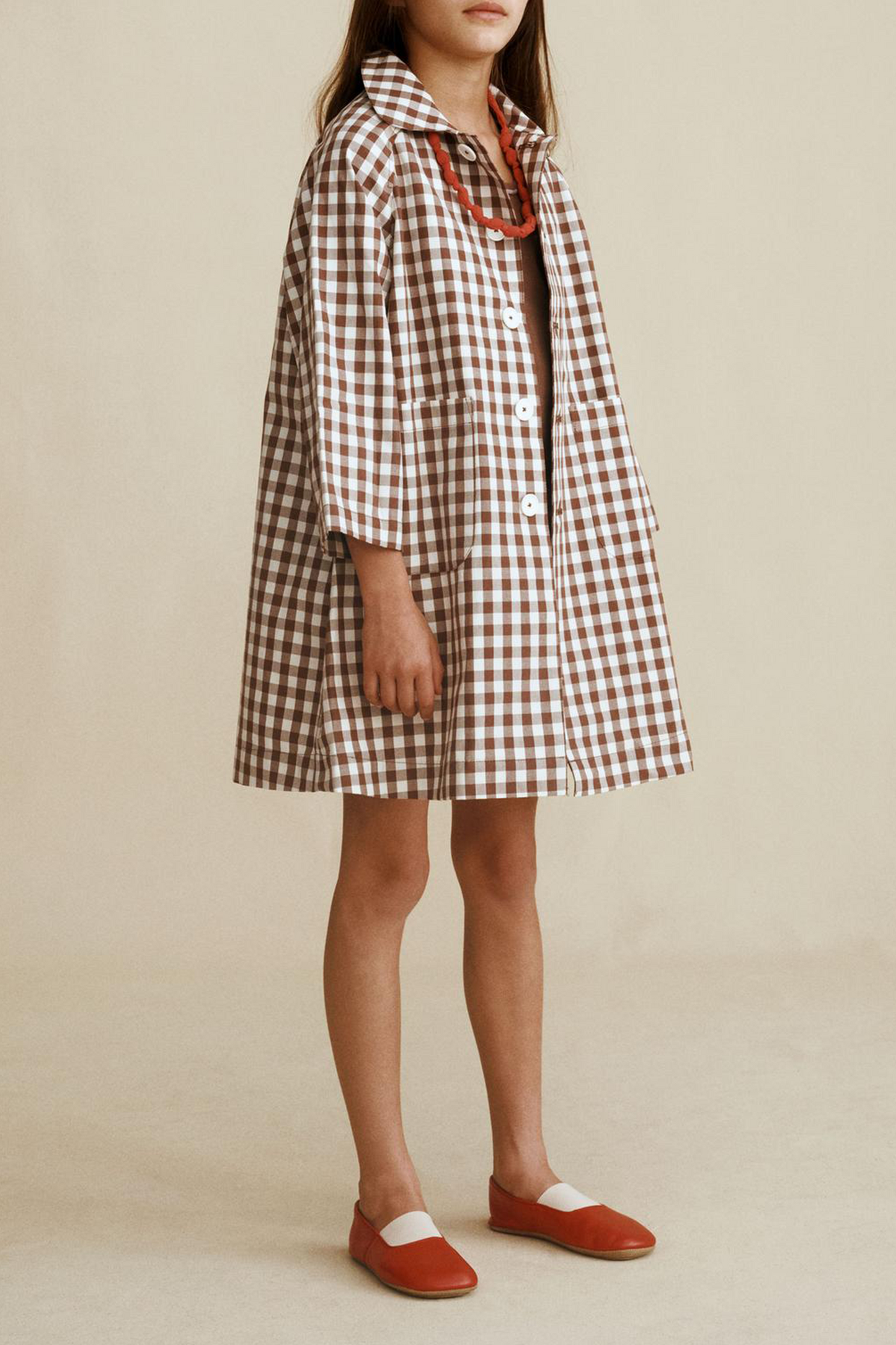 Long Gingham Trench Coat