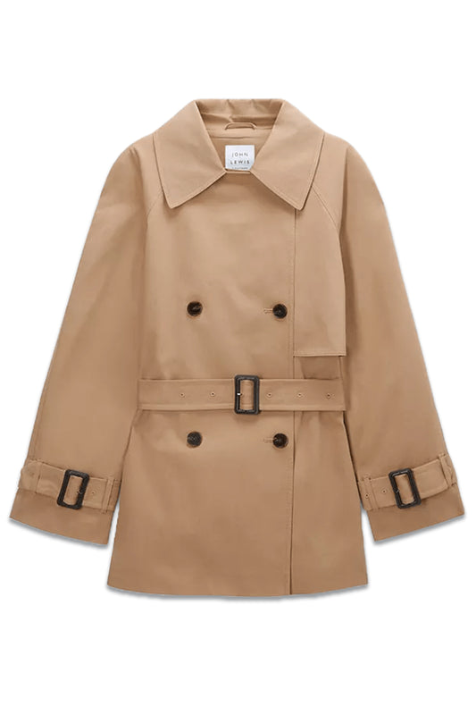 Short Contemporary Trench Coat, Stone