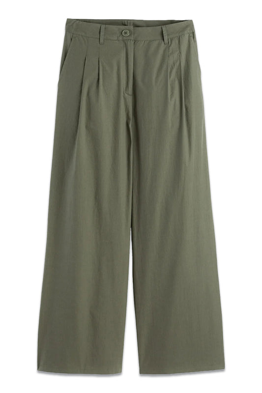 Wide Leg Cropped Trousers in Cotton Poplin