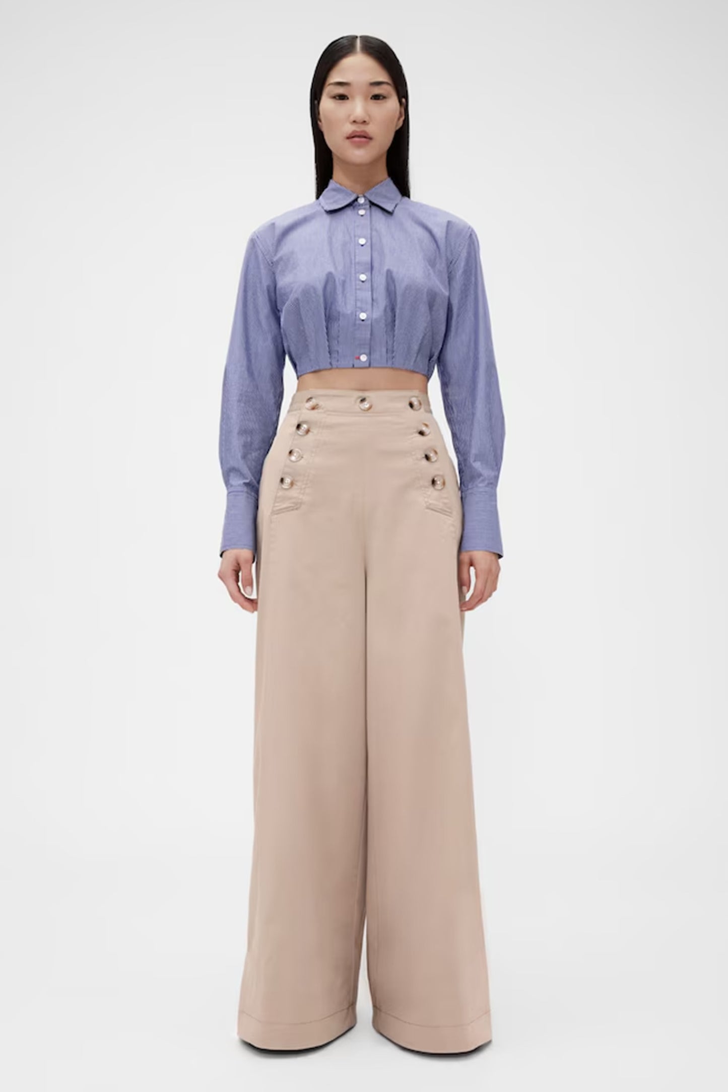 Beige Sky High Sailor Trousers