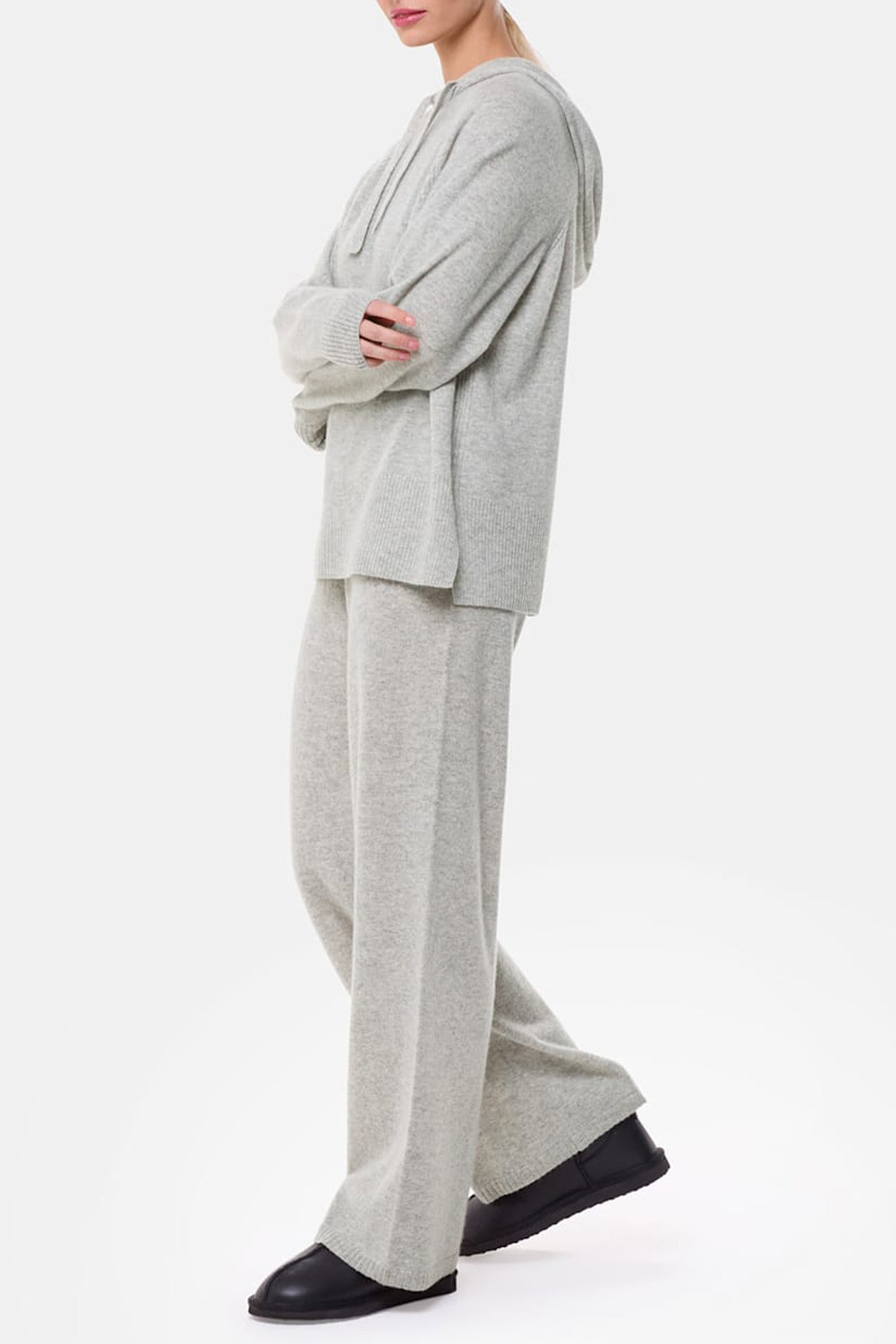 Grey Marl Cashmere Straight Leg Jogger