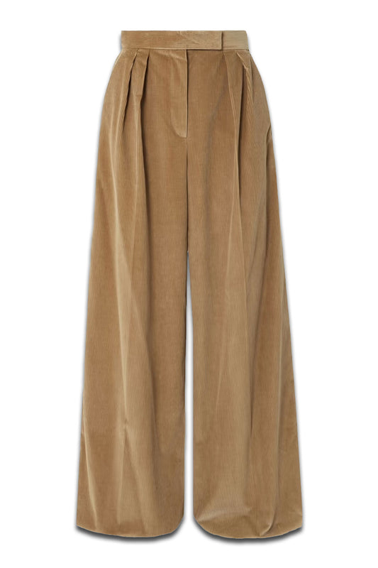 Gilly Pleated Cotton-corduroy Wide-leg Pants