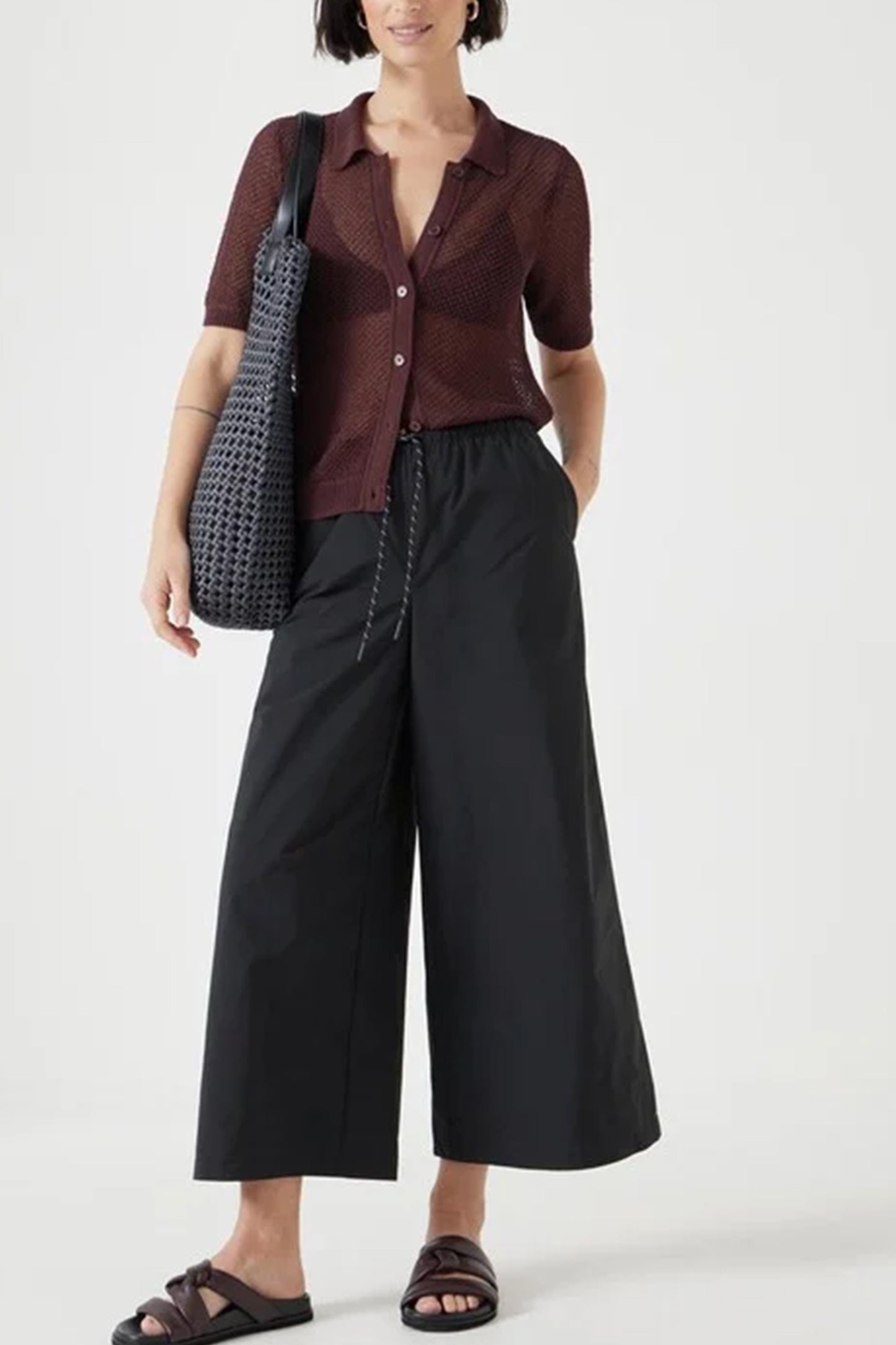 Technical Melissa Wide Leg Cropped Trousers