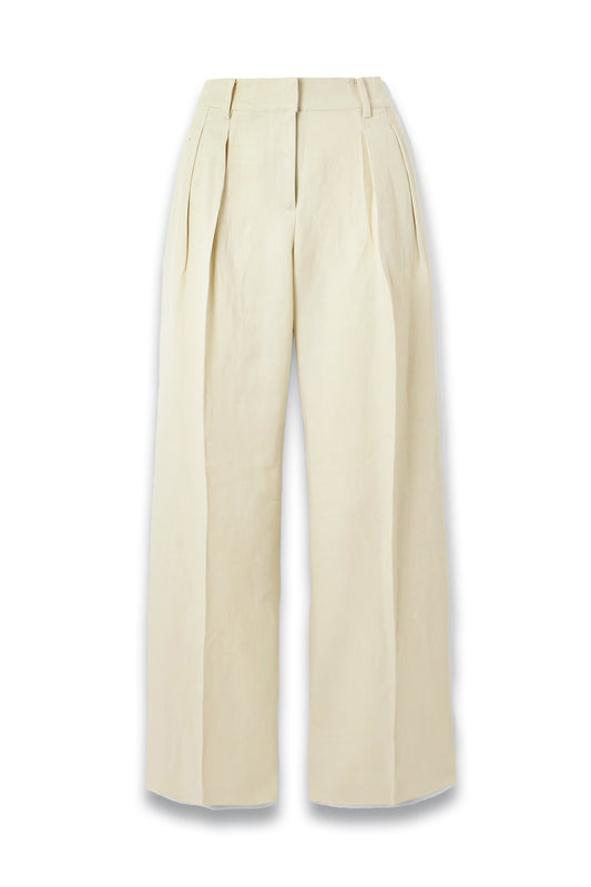 Daytona Pleated Lyocell and Linen-Blend Wide-Leg Pants