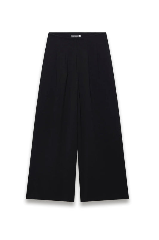 Black Wide-leg Darted Trousers