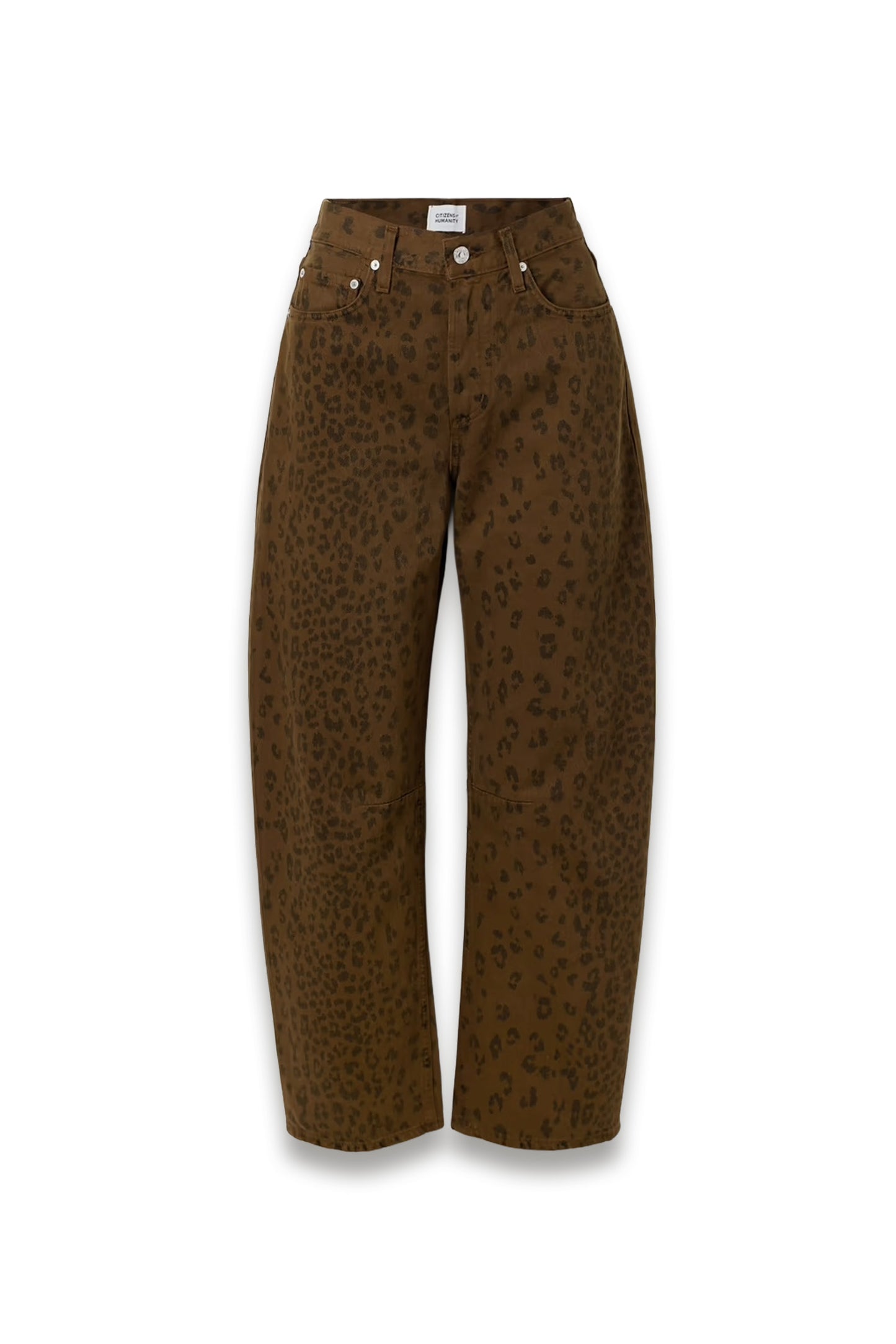 Miro Long Leopard-print Mid-rise Barrel-leg Jeans