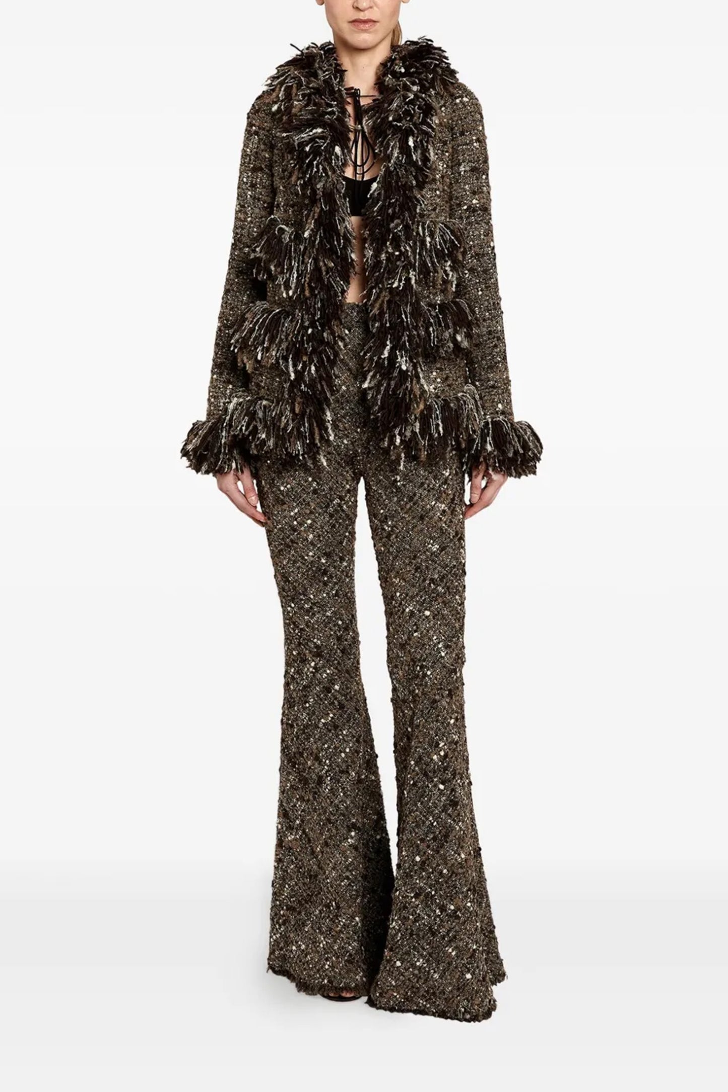 Sequin-embellished Flared Trousers