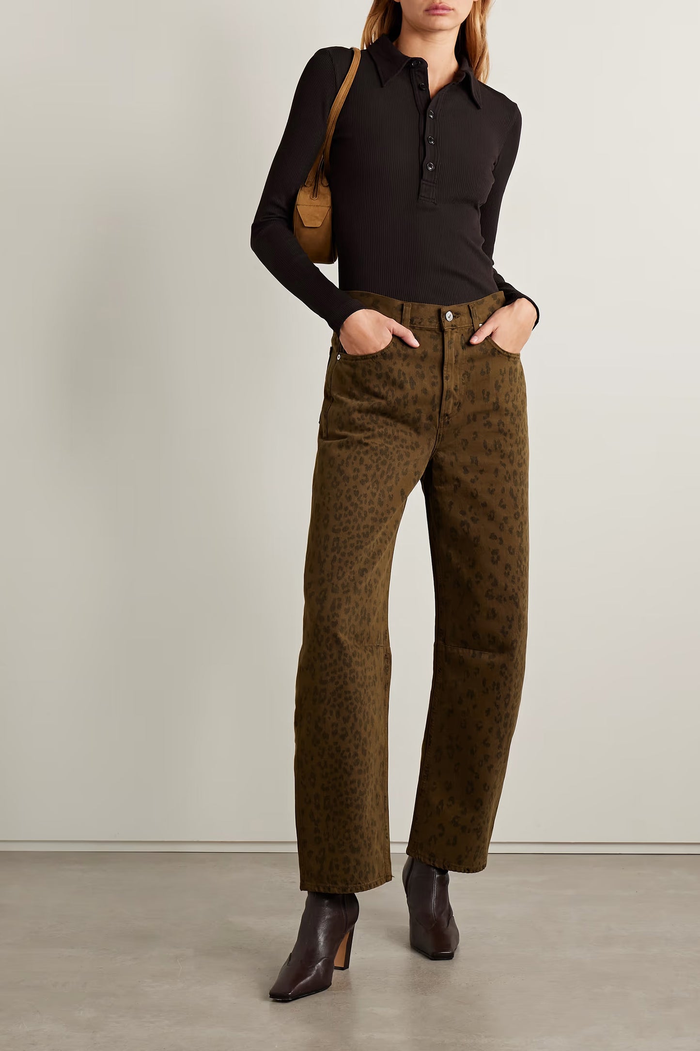 Miro Long Leopard-print Mid-rise Barrel-leg Jeans