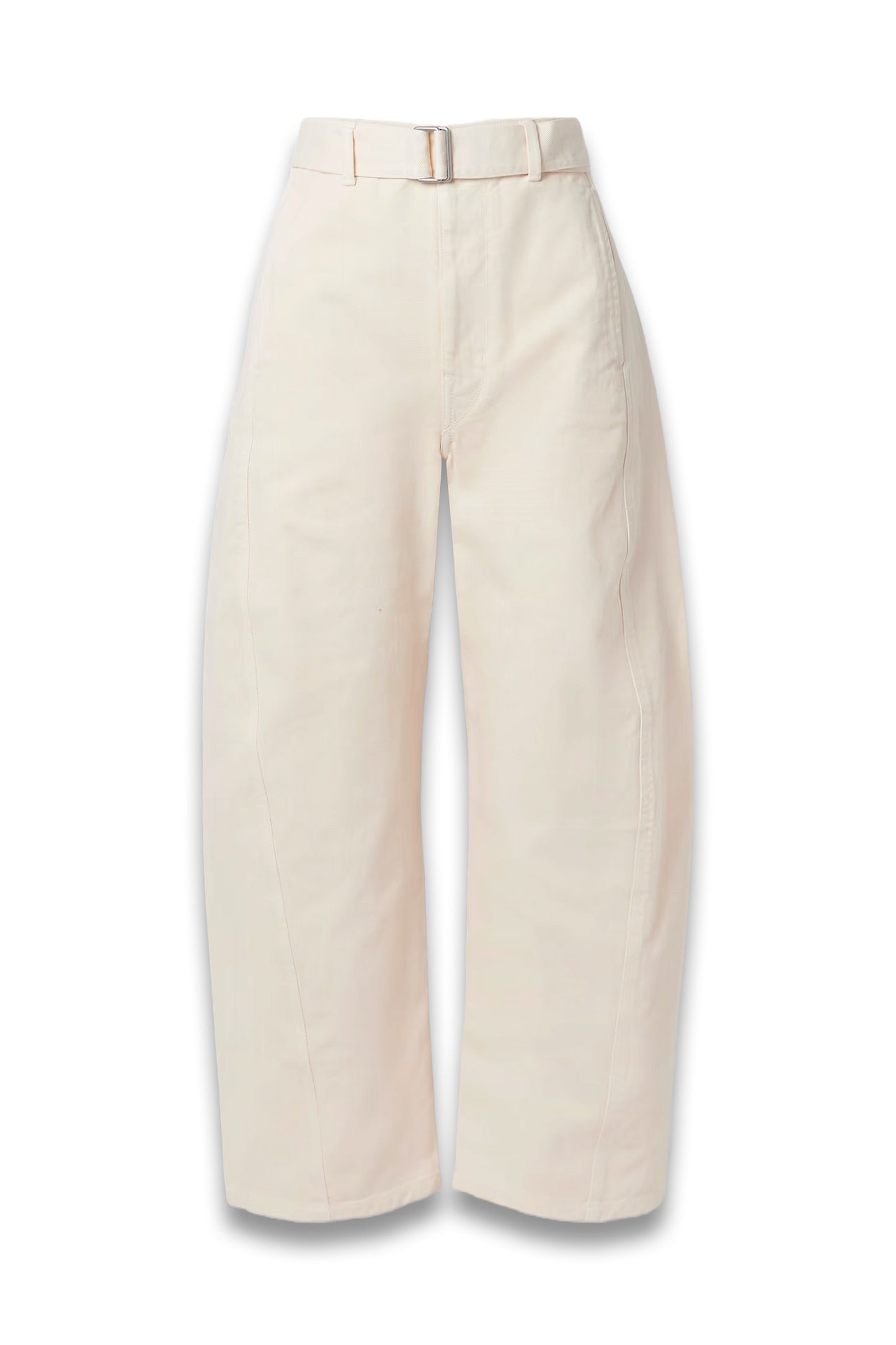 Twisted Belted High-Rise Barrel-Leg Jeans