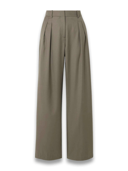 Sbiru Pleated Wool Wide-Leg Pants