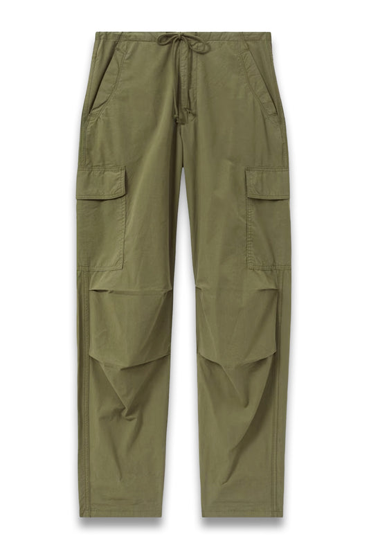 Tapered Drawstring Cotton Combat Trousers in Khaki