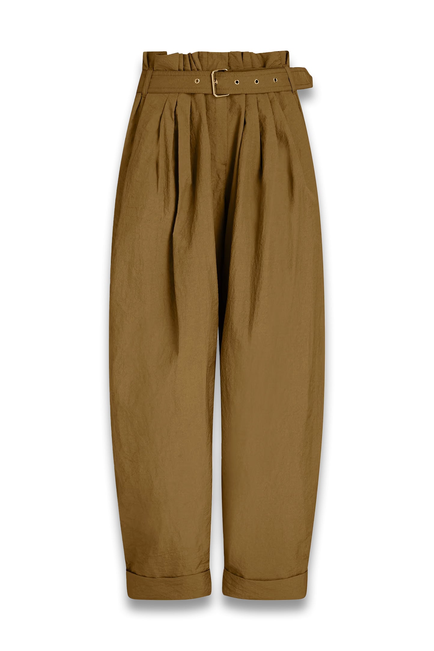 Pleated crinkled-faille tapered pants