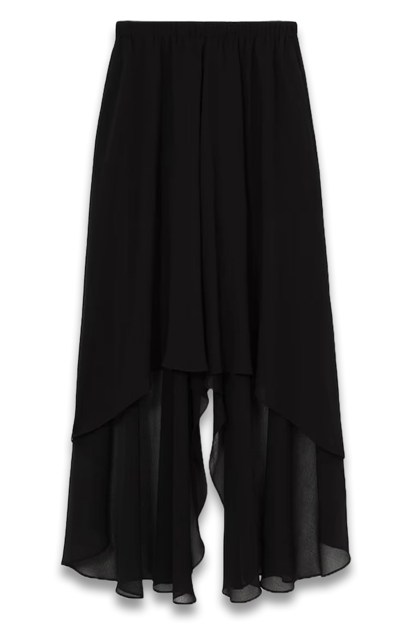 Lucie Sheer Overlay High Low Shorts in Black