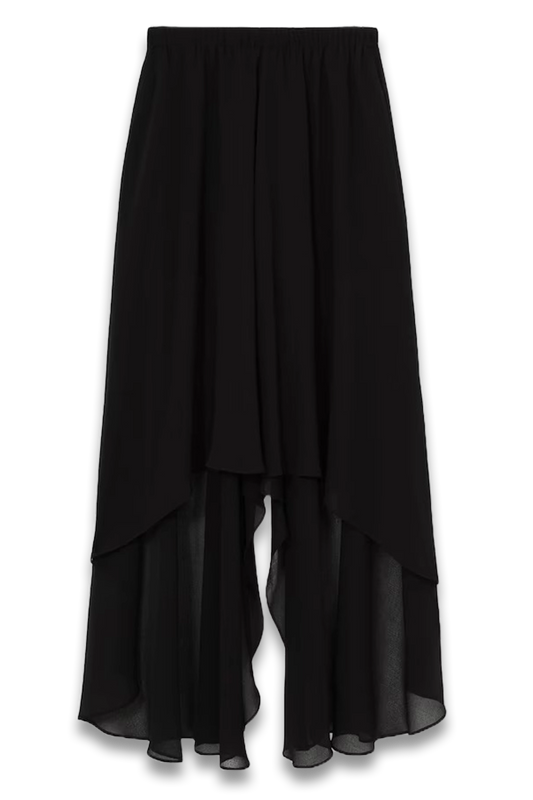 Lucie Sheer Overlay High Low Shorts in Black