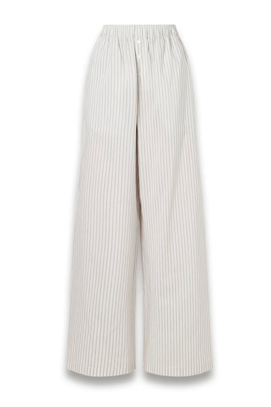Striped Silk and Cotton-blend Wide-leg Pants
