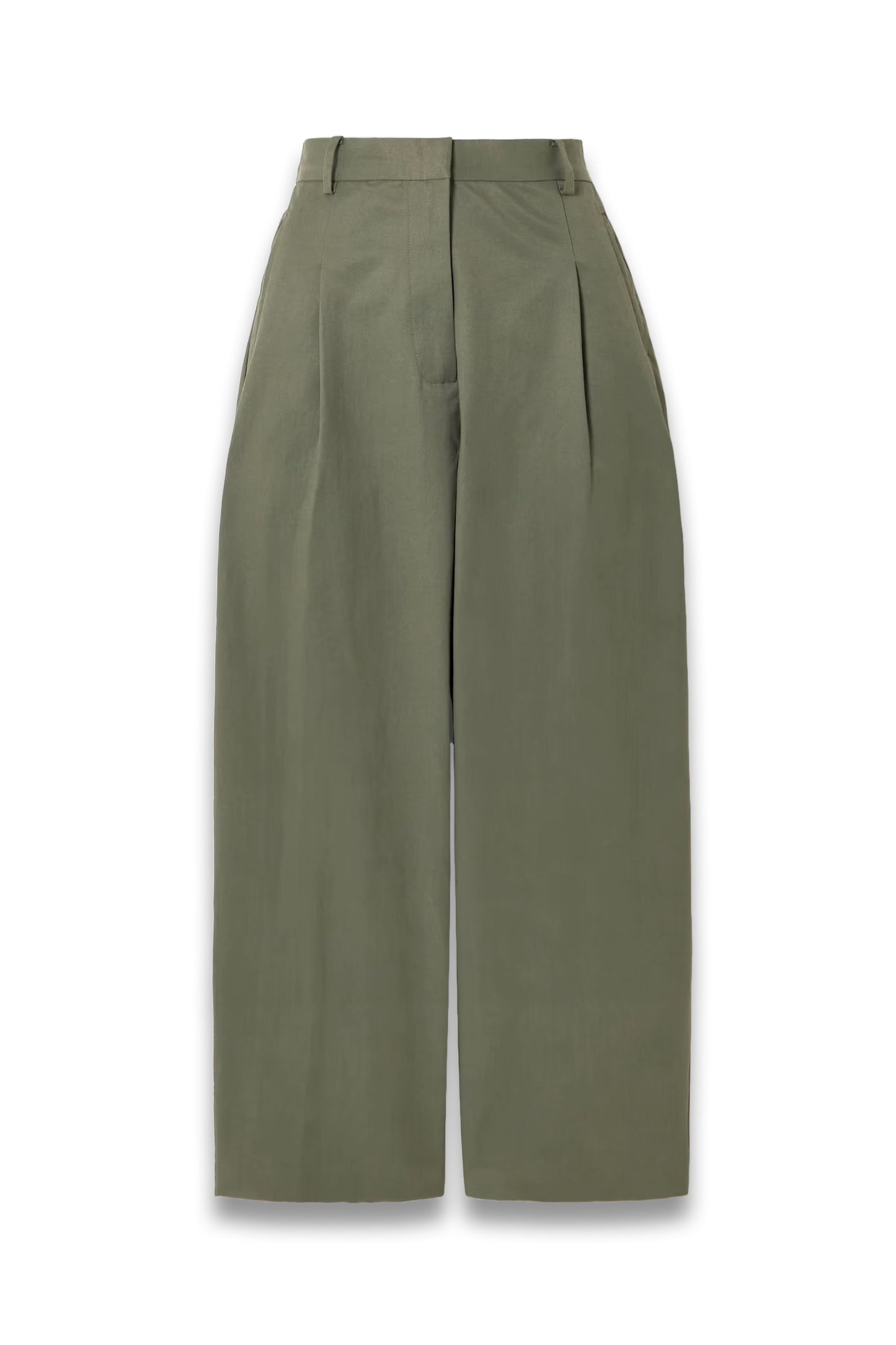 Pleated Cotton-Blend Tapered Pants