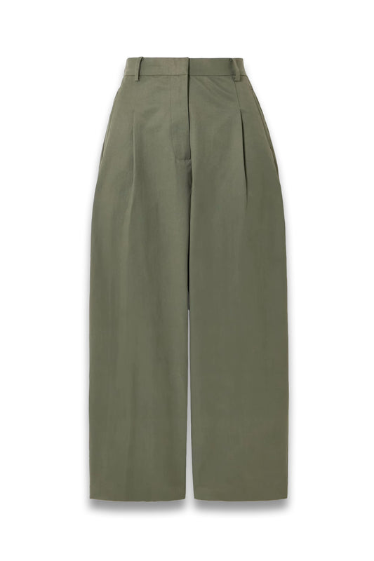 Pleated Cotton-Blend Tapered Pants