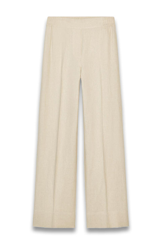 Wide-Leg Linen-Blend Trousers