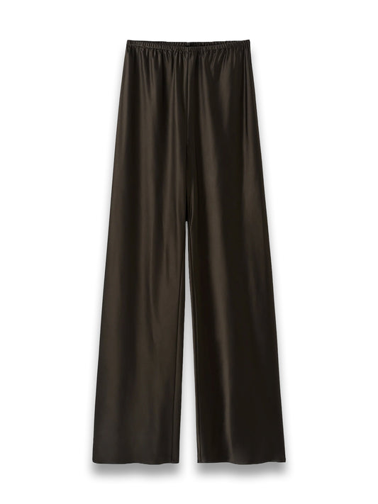 Bias Satin Pants in Chocolate