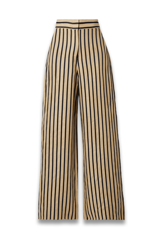 Striped Linen-Blend Wide-Leg Pants