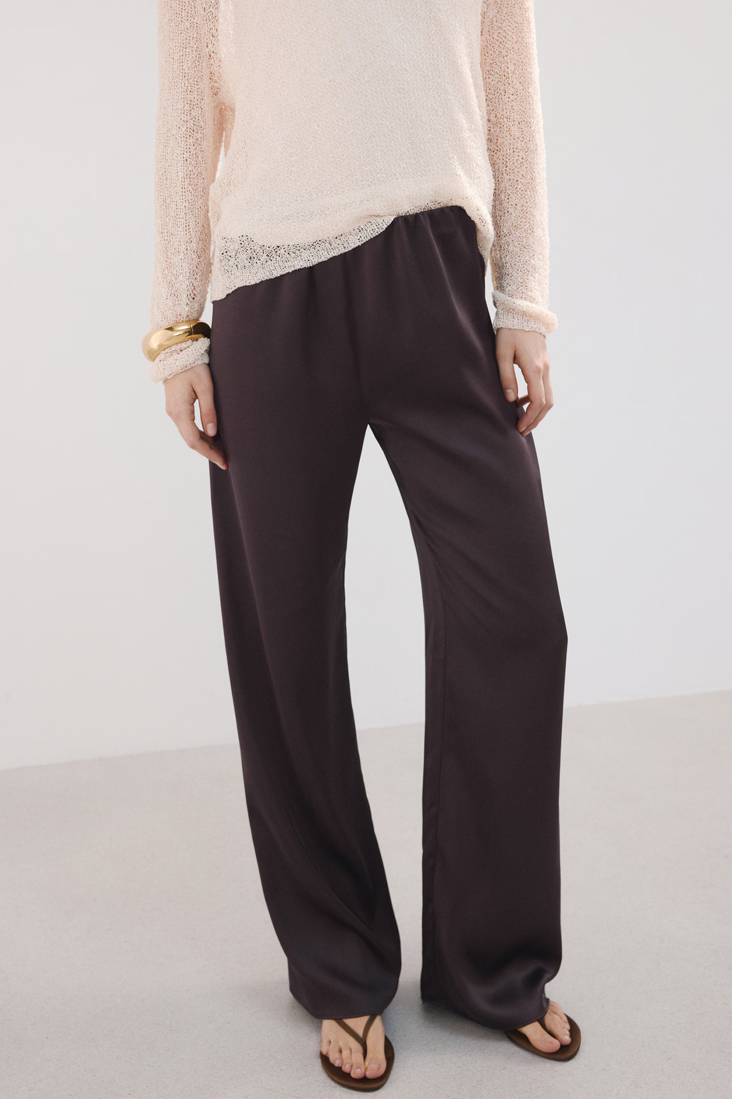 Satin Straight-fit Trousers