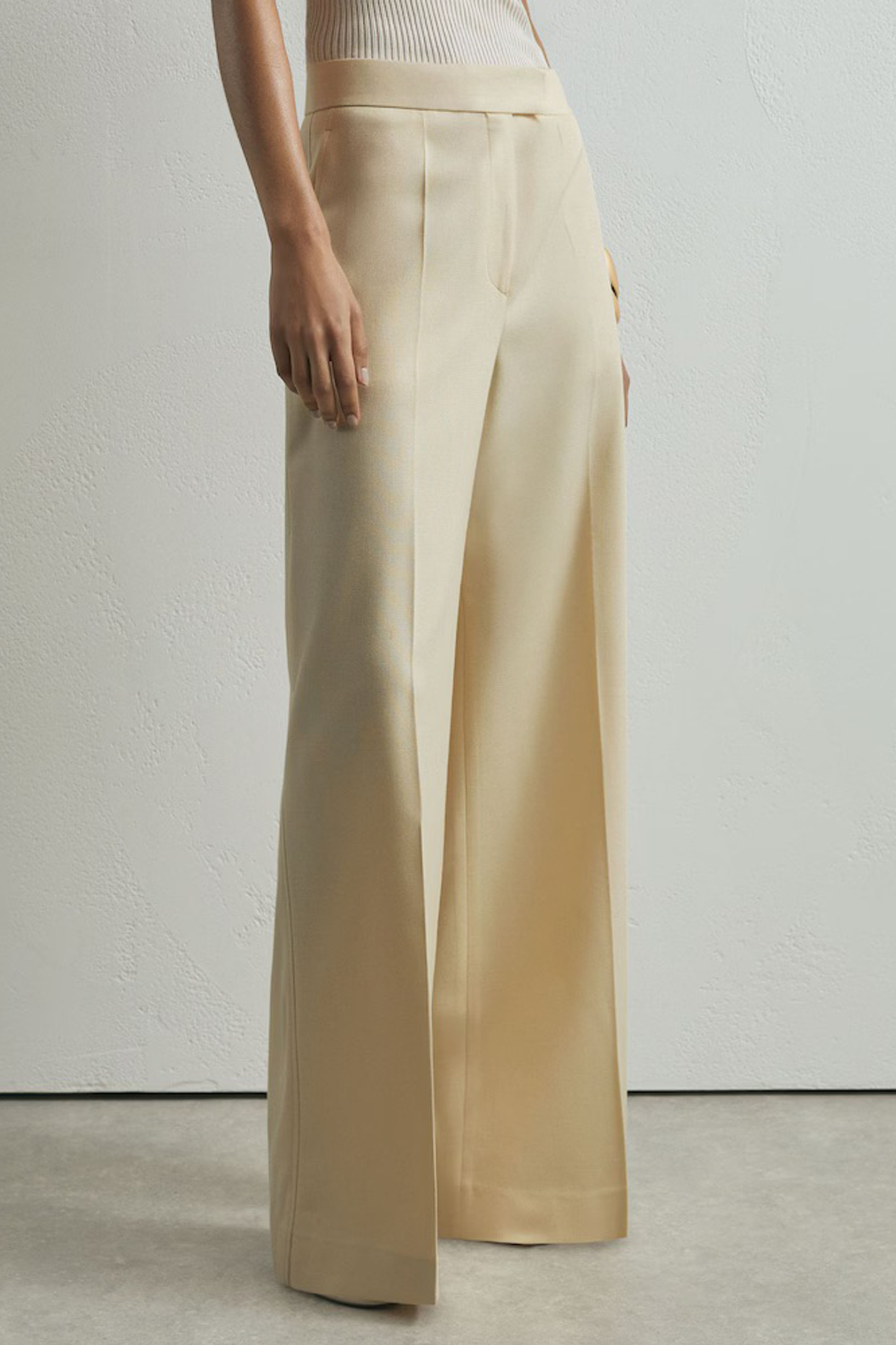 Atelier Silk-wool Wide-leg Trousers in Cream