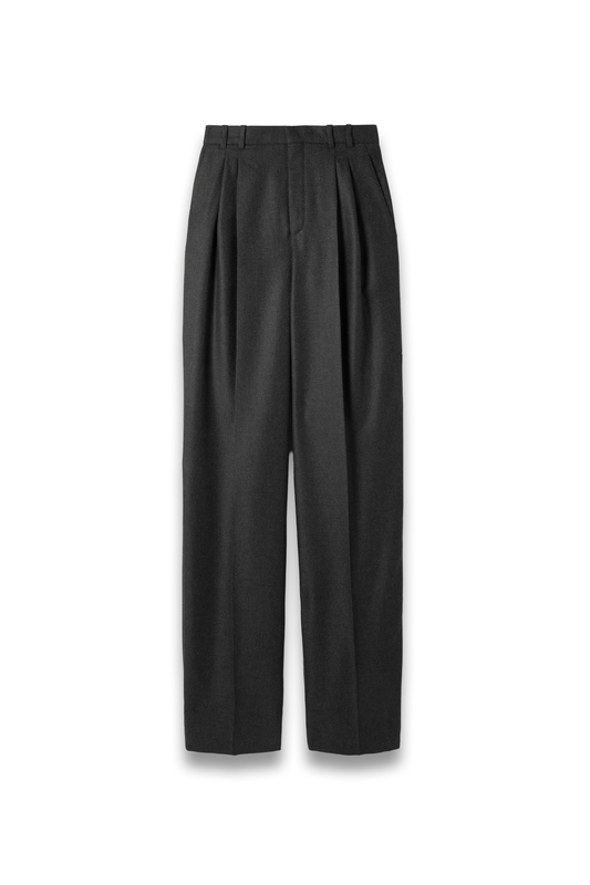 Pleated cashmere-twill wide-leg pants